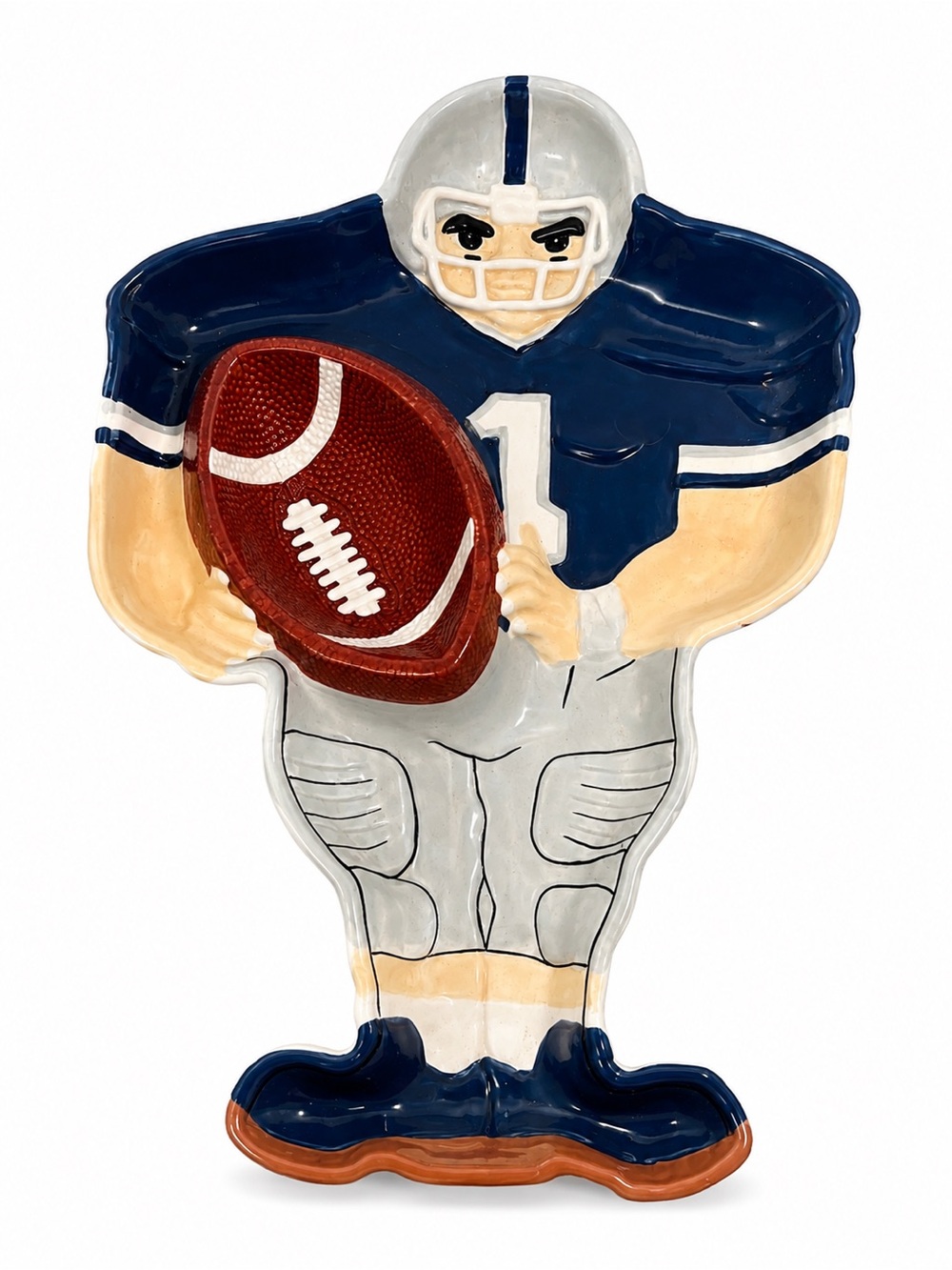 Vintage Boston Warehouse Football Player  Chip and Dip Dish